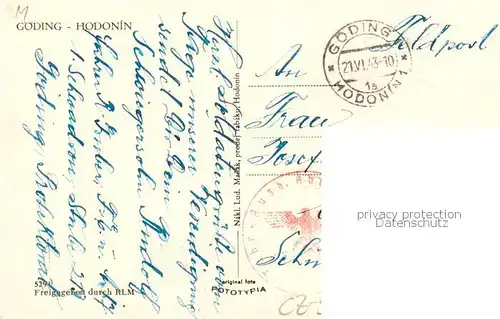 AK / Ansichtskarte  Hodonin_Goeding_CZ Ortspartie Feldpost 