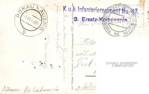 AK / Ansichtskarte 73850536 Theresienstadt_Terezin_CZ Grosse Infanterie Kaserne Feldpost 