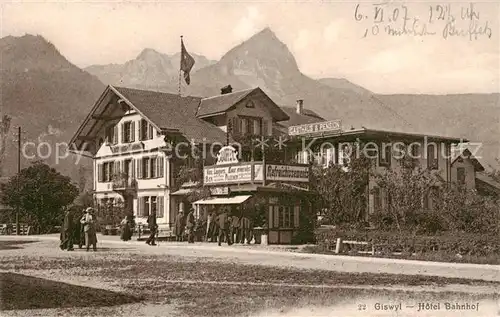 AK / Ansichtskarte  Giswil_Giswyl_OW Hotel Bahnhof 