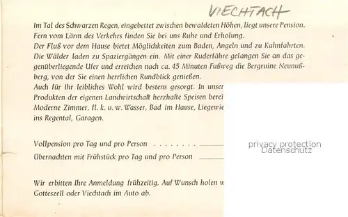 AK / Ansichtskarte 73850831 Viechtach_Bayerischer_Wald Pension Schnitzmuehle im Tal des Schwarzen Regen Buch Viechtach_Bayerischer