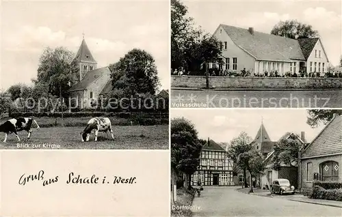 AK / Ansichtskarte  Schale Blick zur Kirche Volksschule Dorfmotiv Schale