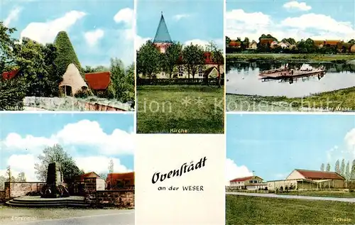 AK / Ansichtskarte  Ovenstaedt_Petershagen Glasturm Kirche Partie an der Weser Ehrenmal Schule 