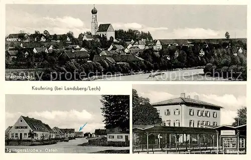 AK / Ansichtskarte  Kaufering Westansicht mit Kirche Iglingerstrasse Bahnhof Kaufering