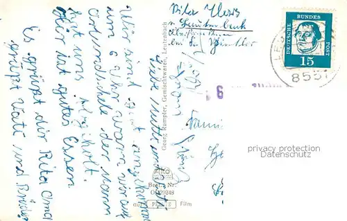 AK / Ansichtskarte  Leutenbach_Oberfranken Haus Monika Kindergarten St. Moritz Kirche Blick zur Ehrenburg Baumbluete Leutenbach Oberfranken