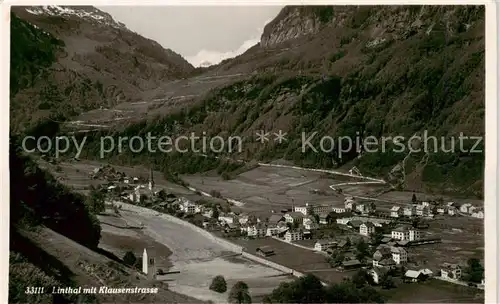 AK / Ansichtskarte  Linthal__GL Panorama mit Klausenstrasse 