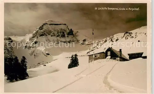 AK / Ansichtskarte  Grabs_SG Skihuette Gampernei mit Margelkopf Wintersportplatz Alpen Grabs_SG