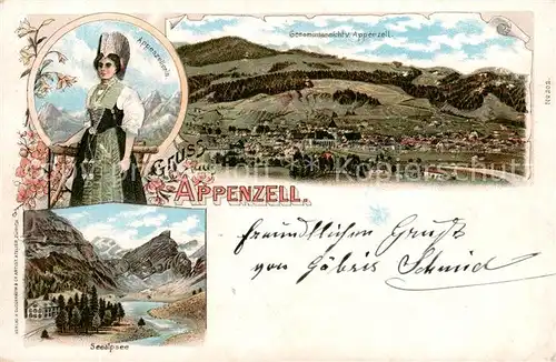 AK / Ansichtskarte  Appenzell_IR Panorama Appenzellerin Seealpsee Appenzell IR