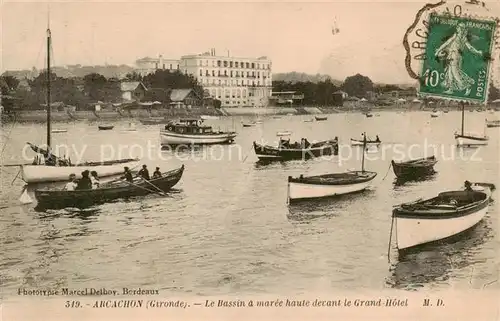 AK / Ansichtskarte  Arcachon_33_Gironde Le Bassin à marée haute devant le Grand Hôtel 