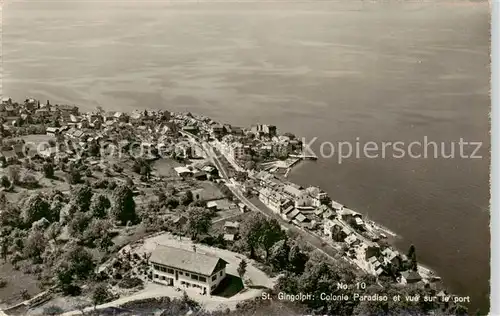 AK / Ansichtskarte  Saint-Gingolph_Haute_Savoie Colonie Paradiso et vue sur le port vue aérienne Saint-Gingolph_Haute