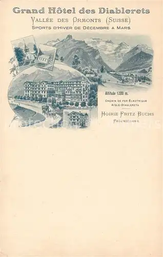 AK / Ansichtskarte  Diablerets_Aigle_Les Grand Hotel des Diablerets Chemin de Fer Electrique Panorama Diablerets_Aigle_Les