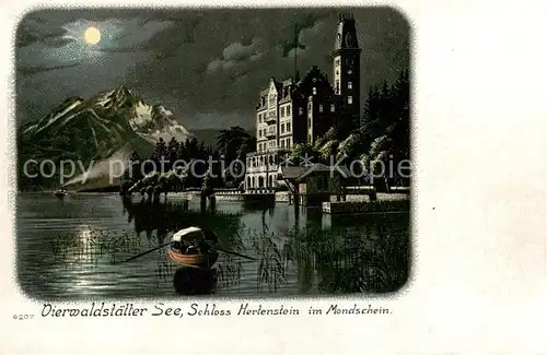 AK / Ansichtskarte  Vierwaldstaettersee_Vierwaldstaedtersee_SZ Schloss Hertenstein im Mondschein 