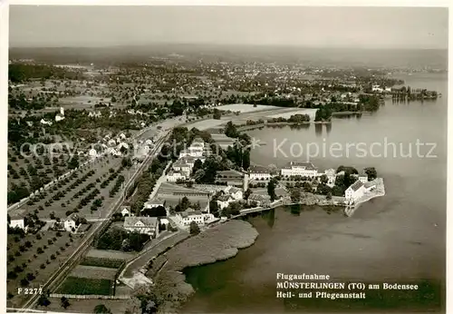 AK / Ansichtskarte  Muensterlingen_TG Fliegeraufnahme mit Heil und Pflegeanstalt am Bodensee Muensterlingen_TG