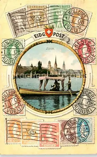 AK / Ansichtskarte  Zuerich_ZH Panorama Bootspartie Zuerich_ZH