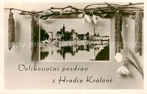 AK / Ansichtskarte  Hradce_Kralove_Hradec_Kralove_Koeniggraetz_CZ Partie am Fluss Blick zur Stadt 