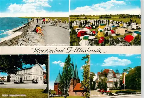 AK / Ansichtskarte 73851474 Altenbruch_Cuxhaven Strandpromenade Campingplatz Hotel Deutsches Haus Nicolai-Kirche Rathaus 