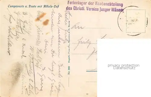 AK / Ansichtskarte  Campovasto_Ponte_Albula_La_Punt-Chamues-ch_GR mit Albula Pass Panorama 
