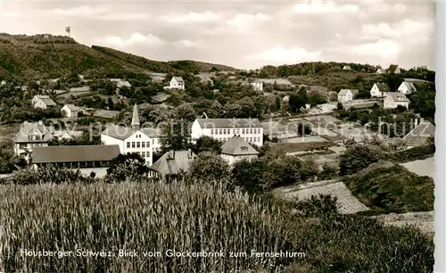 AK / Ansichtskarte  Hausberge_Porta_Westfalica Hausberger Schweiz Blick vom Glockenbrink zum Fernsehturm 