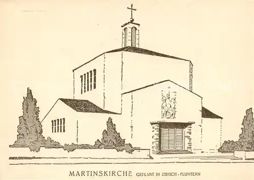 AK / Ansichtskarte  Fluntern_Zuerich Martinskirche Zeichnung 