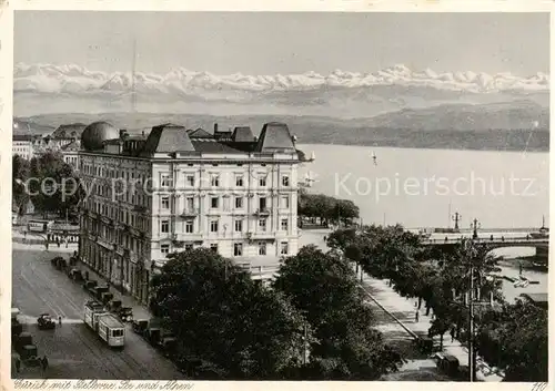 AK / Ansichtskarte  Zuerich_ZH mit Hotel Bellevue Zuerichsee Alpenpanorama Zuerich_ZH