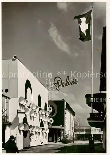 AK / Ansichtskarte  Zuerich_ZH Schweizerische Landesausstellung Palais Architekt Fischli Flagge Zuerich_ZH