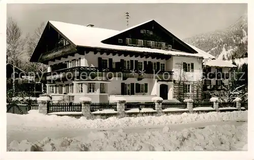 AK / Ansichtskarte  Partenkirchen_Garmisch-Partenkirchen Hotel Pension Leiner Winterlandschaft 