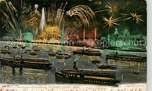 AK / Ansichtskarte  Duesseldorf Kunst- und Gartenbau-Ausstellung 1904 Riesenfeuerwerk Duesseldorf