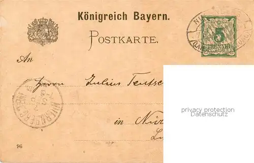 AK / Ansichtskarte 73851755 Nuernberg Bayerische Landesausstellung 1896 Koenigreich Bayern Nuernberg