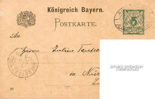 AK / Ansichtskarte  Nuernberg Bayerische Landesausstellung 1896 Koenigreich Bayern Nuernberg