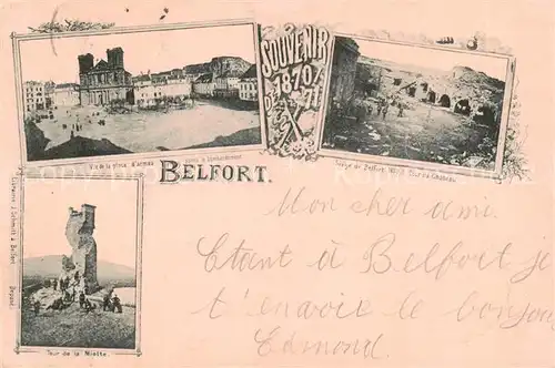 AK / Ansichtskarte  Belfort_90 Vue de la place darmes Siege de Belfort 1872 Cour du Chateau Tour de la Visite 