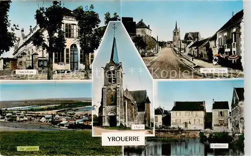 AK / Ansichtskarte  Yrouerre_89_Yonne Mairie Ecole Allee du Chateau Vue generale Eglise Abrevoir 