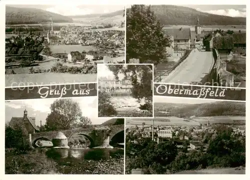 AK / Ansichtskarte  Obermassfeld-Grimmenthal Panorama Strassenpartie Bruecke Obermassfeld-Grimmenthal