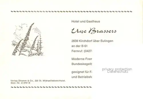 AK / Ansichtskarte  Kirchdorf_Sulingen Hotel Gasthaus Brassers Kirchdorf Sulingen