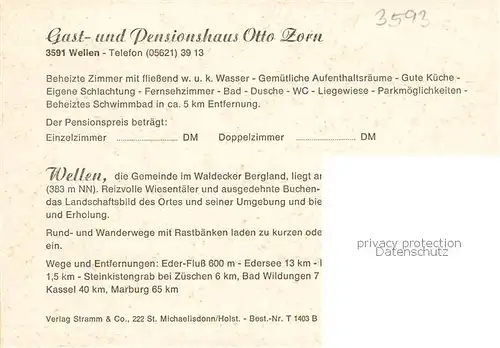 AK / Ansichtskarte 73852049 Wellen Gast und Pensionshaus Otto Zorn Gastraeume Zimmer Wellen
