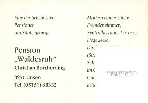 AK / Ansichtskarte 73852052 Unsen Haus Waldesruh Privatpension Unsen