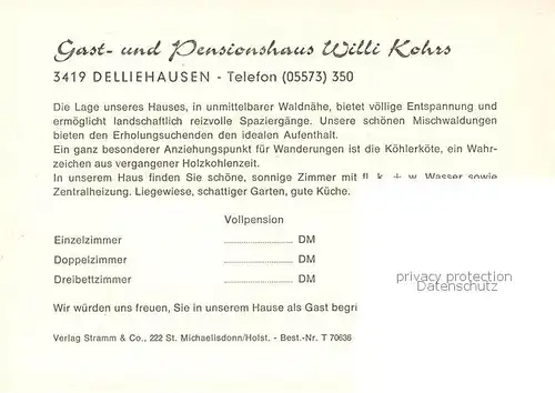 AK / Ansichtskarte 73852058 Delliehausen Gast und Pensionshaus Willi Kohrs Delliehausen