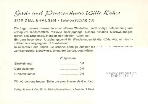 AK / Ansichtskarte  Delliehausen Gast und Pensionshaus Willi Kohrs Delliehausen