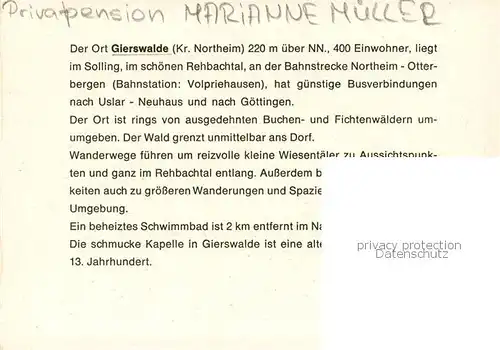 AK / Ansichtskarte  Gierswalde Privatpension Marianne Mueller Garten Gaststube Panorama Gierswalde