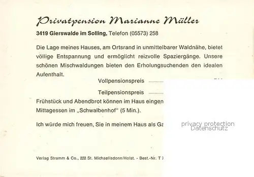 AK / Ansichtskarte  Gierswalde Privatpension Marianne Mueller Gierswalde