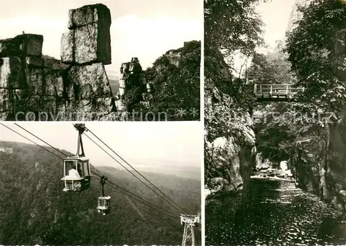 AK / Ansichtskarte 73852149 Seilbahn_Cable-Car_Telepherique Thale Harz Teufelsschloss Berghotel Teufelsbruecke 