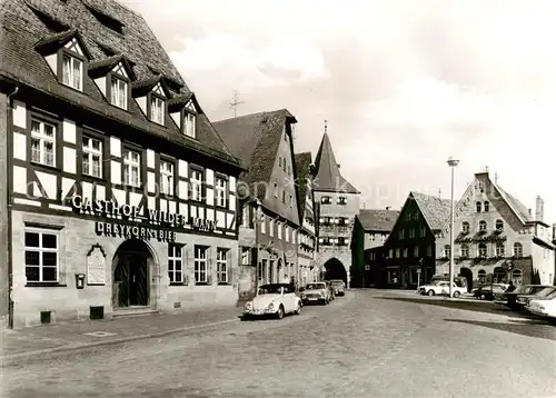 AK / Ansichtskarte  Lauf_Pegnitz Gasthof Wilder Mann Fachwerkhaus Stadttor Lauf Pegnitz