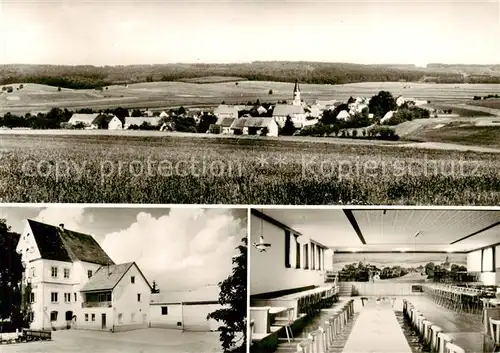 AK / Ansichtskarte  Unterfinningen_Schwaben Panorama Brunnenbachtal Gasthof zum Schloessle Festsaal Bromsilber Unterfinningen Schwaben