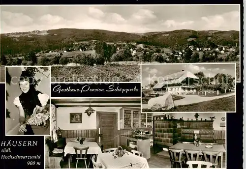 AK / Ansichtskarte  Haeusern_Schwarzwald Panorama Gasthaus Pension Schoepperle Trachten Haeusern Schwarzwald