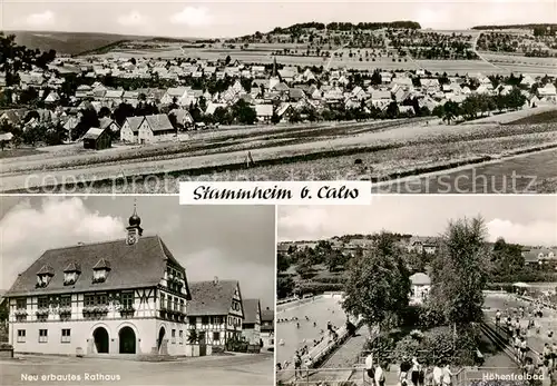 AK / Ansichtskarte  Stammheim_Calw Panorama Rathaus Hoehenfreibad Stammheim Calw