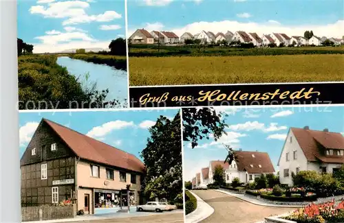 AK / Ansichtskarte  Hollenstedt_Nordheide Gasthaus Wohnhaeuser Wohnsiedlung Partie am Wasser Hollenstedt_Nordheide