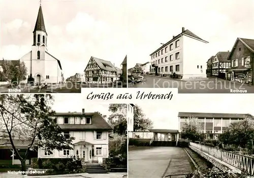 AK / Ansichtskarte 73852226 Urberach Kirche Rathaus Naturfreundehaus Schule Urberach