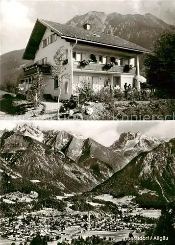 AK / Ansichtskarte  Oberstdorf Pension Haus Fuchs Gesamtansicht mit Alpenpanorama Oberstdorf