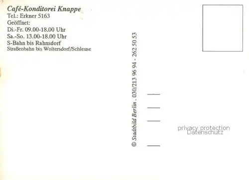 AK / Ansichtskarte 73852299 Woltersdorf_Erkner Café Konditorei Knappe Woltersdorf Erkner