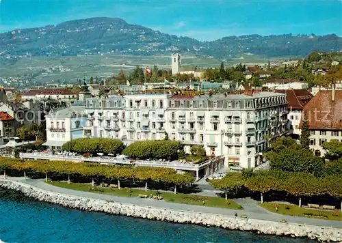 AK / Ansichtskarte  Vevey_VD Hôtel des Trois Couronnes vue aérienne Vevey_VD