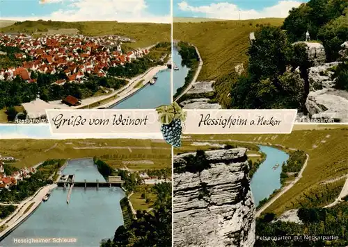 AK / Ansichtskarte 73852327 Hessigheim Panorama Weinort am Neckar Felsengarten Schleuse Hessigheim