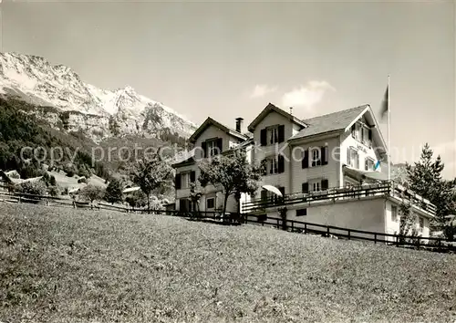 AK / Ansichtskarte  Amden_SG Hotel Pension Montana Blick zum Mattstock Amden_SG